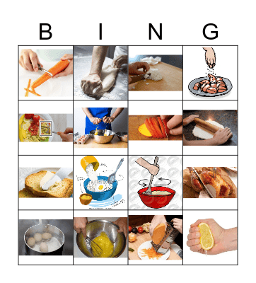 Cooking verbs Bingo Card