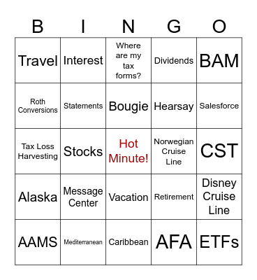 Region 199 Bingo Card