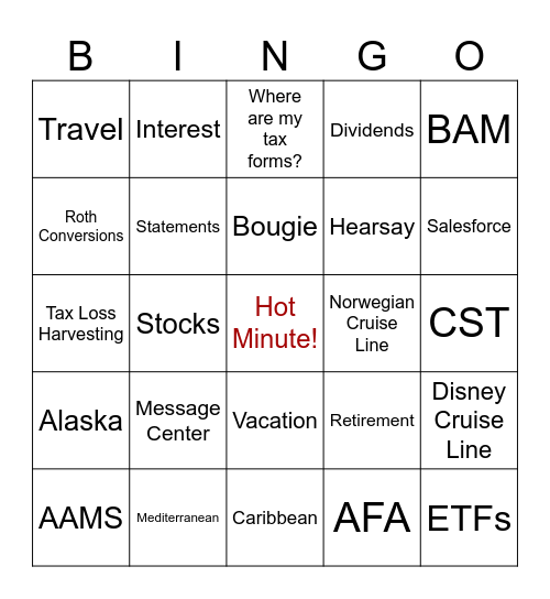 Region 199 Bingo Card