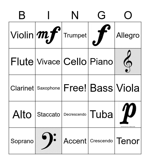 Music Club Bingo Card