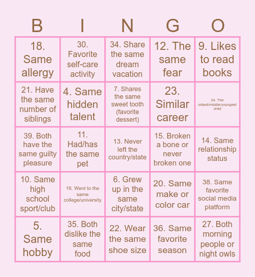 BGSC NOVA Bingo Card