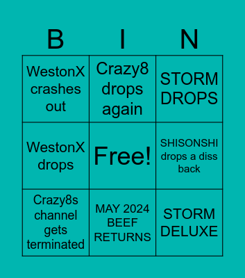 SHISONSHI VS CRAZY8 BEEF Bingo Prediction Bingo Card