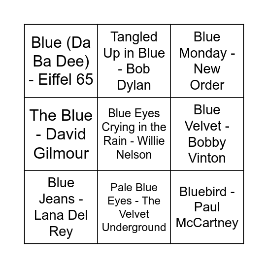 Game Three - Blue Bingo Card
