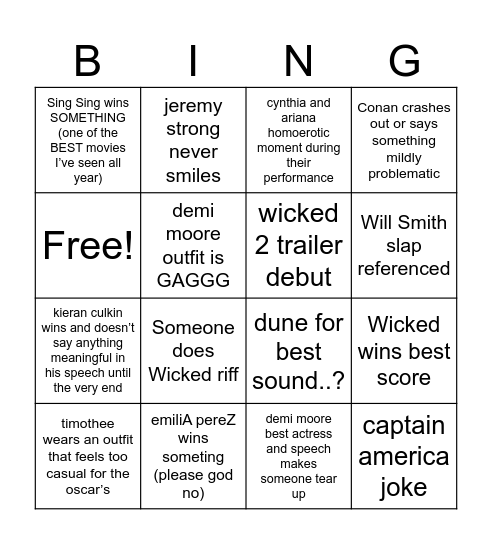 OSCAR'S BINGO Card