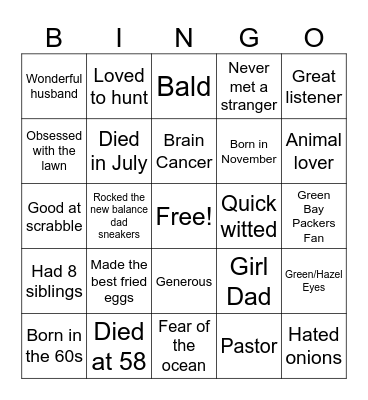 Douglas Bingo Card