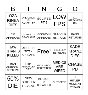 RECOVER LEON ALEXANDER Bingo Card