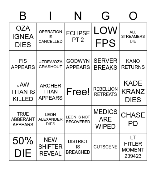 RECOVER LEON ALEXANDER Bingo Card