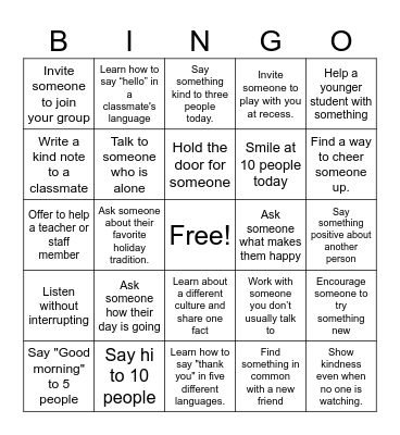 Inclusion Bingo Card