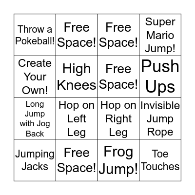 FITNESS BINGO! Bingo Card