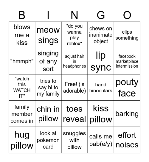 Janice Call Bingo Card