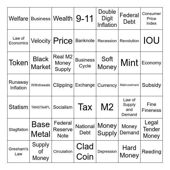 Penny Candy Bingo Card
