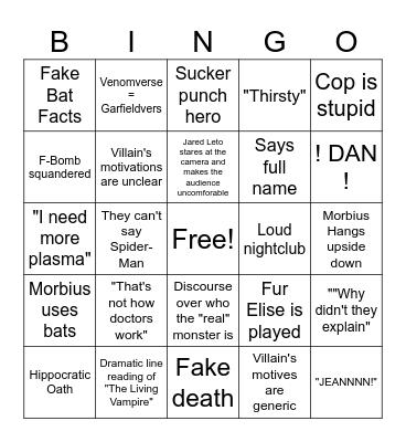 It's Morbin' TIME!!! Bingo Card