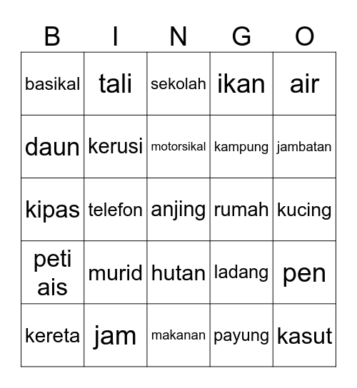KATA NAMA AM Bingo Card