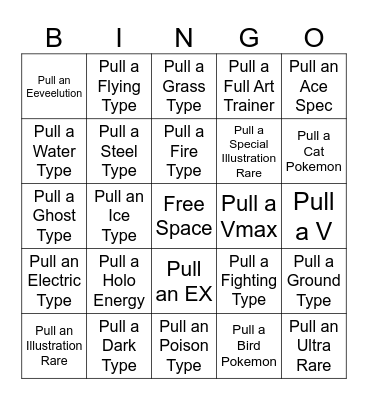 Pokemon Pull Game Bingo Card
