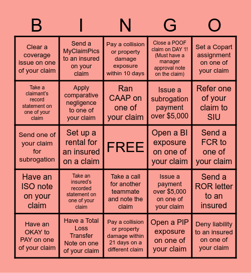 Material Damage BINGO! Bingo Card