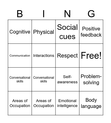 Life Stage Activity/Game  Middle Adulthood Bingo Card
