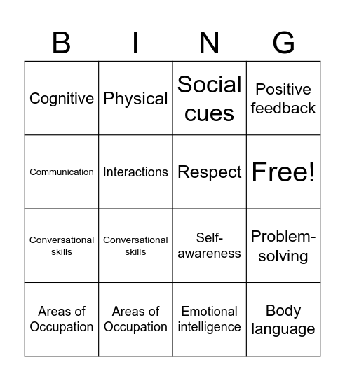 Life Stage Activity/Game  Middle Adulthood Bingo Card