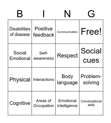 Life Stage Activity/Game  Middle Adulthood Bingo Card