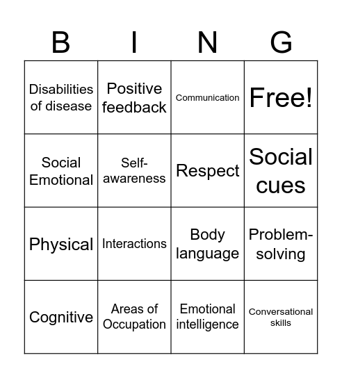 Life Stage Activity/Game  Middle Adulthood Bingo Card