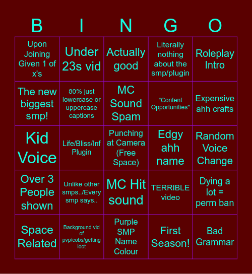 Smp Bingo! Bingo Card
