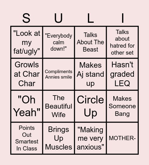SCULLIN BINGO! Bingo Card