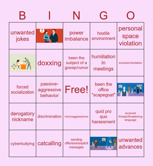Workplace Harassment Bingo Card