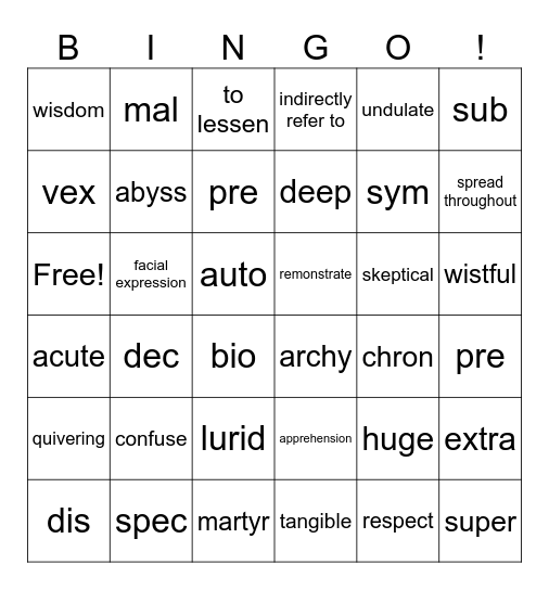 Caesar's English Lessons 1-18 Bingo Card