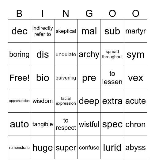 Caesar's English Lessons 1-18 Bingo Card