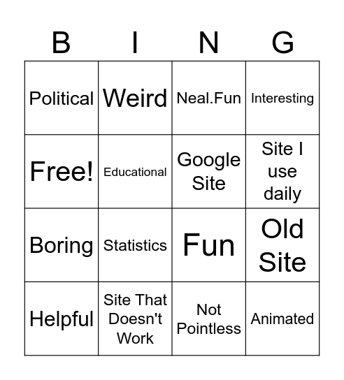 Pointless Web Bingo Card