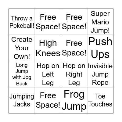 FITNESS BINGO! Bingo Card