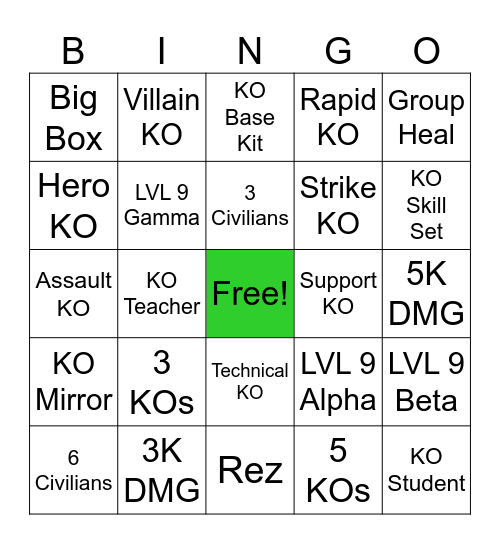 Ultra Bingo Card