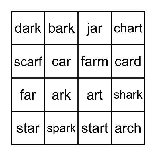 ar BINGO Card