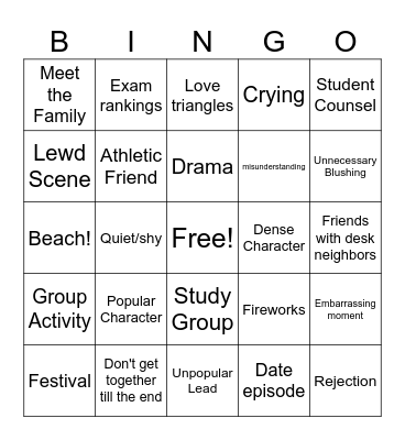 Anime Bingo Card