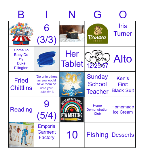 90 Years of Alice T. Moore Bingo Card