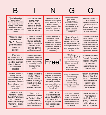 Women's History Month Bingo Card