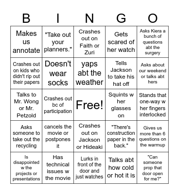 3rd and 4th Bingo Card