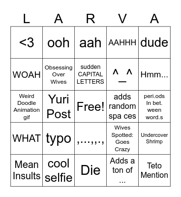 The Lave of Rui Bingo Card
