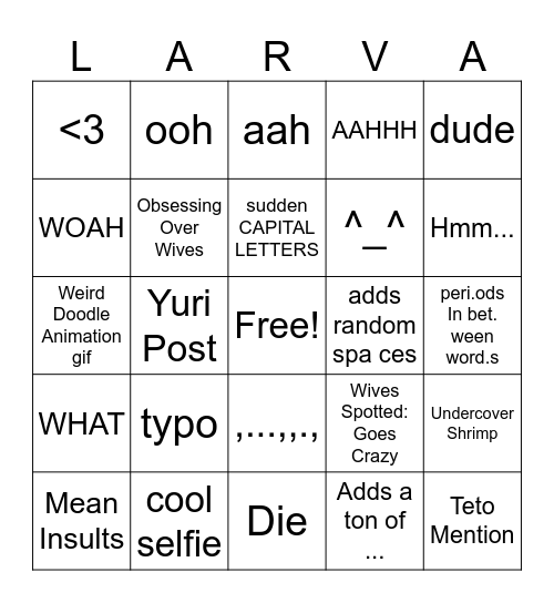 The Lave of Rui Bingo Card