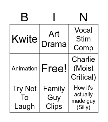 YT recommended Bingo Card