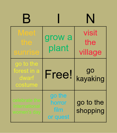 Spring wishlist Bingo Card