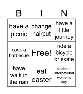 spring time! Bingo Card