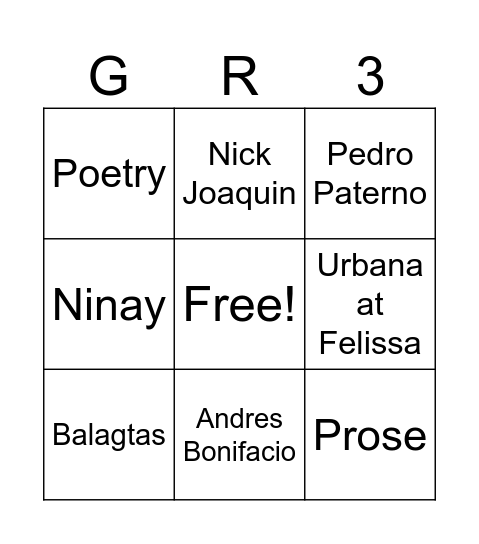 TMRW BINGO Card