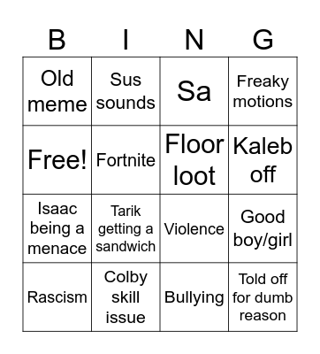 Untitled Bingo Card