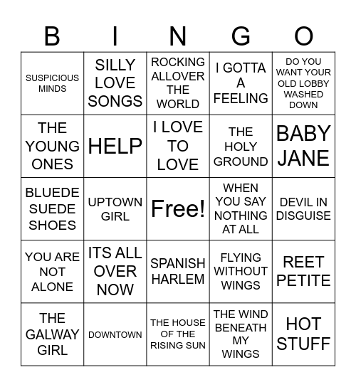 NEW BRIGHTON Bingo Card