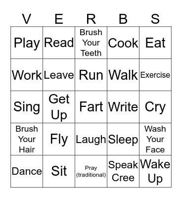 Cree - Animate Intransite Verbs  Bingo Card