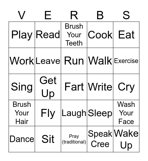 Cree - Animate Intransite Verbs  Bingo Card