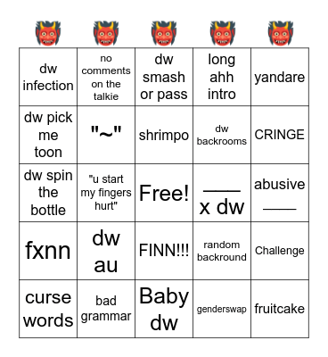 dandys world talkie Bingo Card