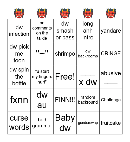 dandys world talkie Bingo Card
