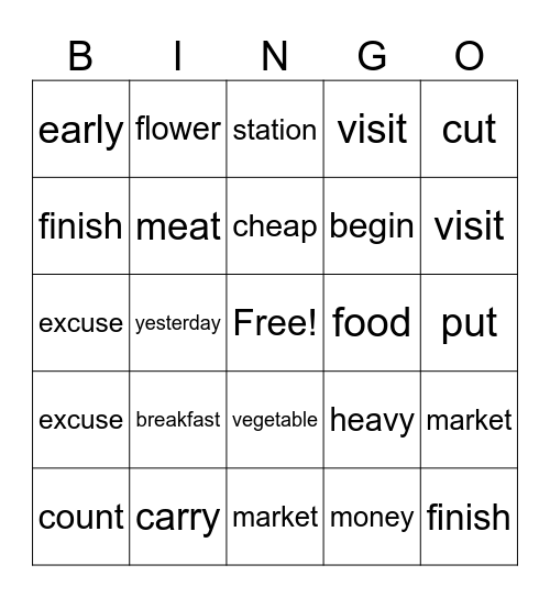U5 Bingo Card