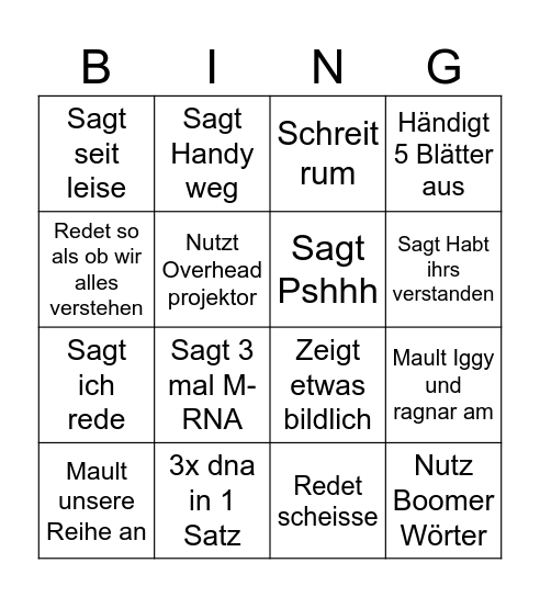 Frau hoyer bingo Card